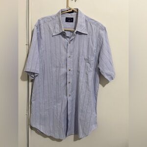 Kenneth Gordon short sleeve striped button down shirt made in USA 100% cotton L